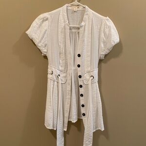 Cotton Blend White Button Up Top